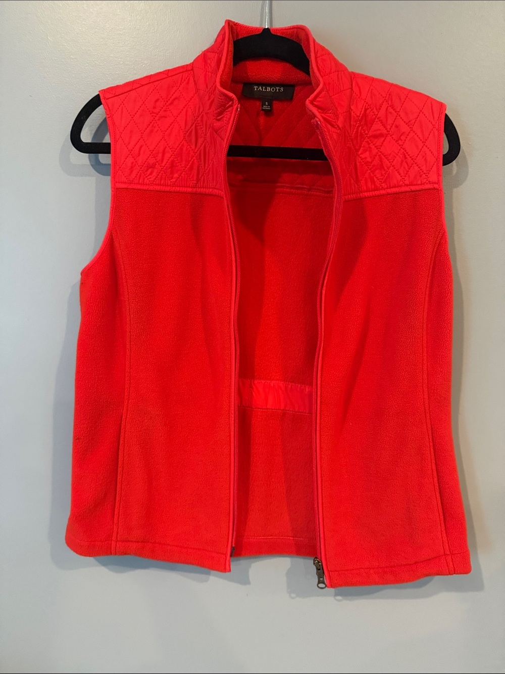Talbots Quilted-Shoulder Fleece Vest - Red